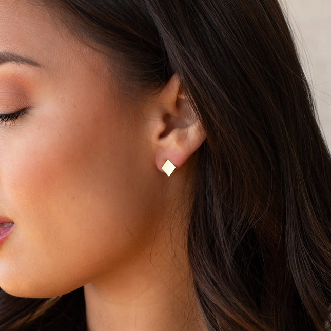 Gold Square Stud Earrings