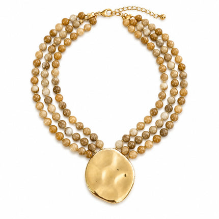 Light Brown Draping Statement Beaded Necklace