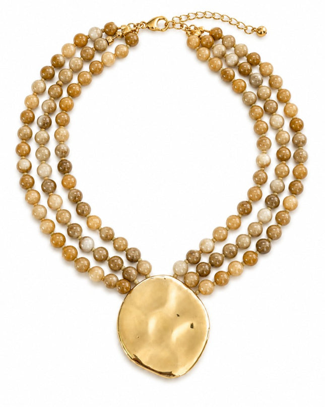 Light Brown Draping Statement Beaded Necklace
