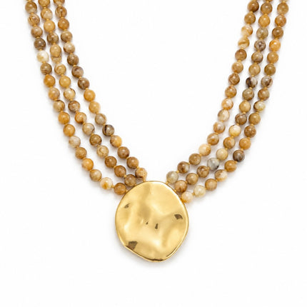 Light Brown Draping Statement Beaded Necklace