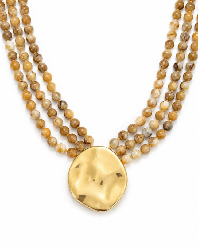 Light Brown Draping Statement Beaded Necklace