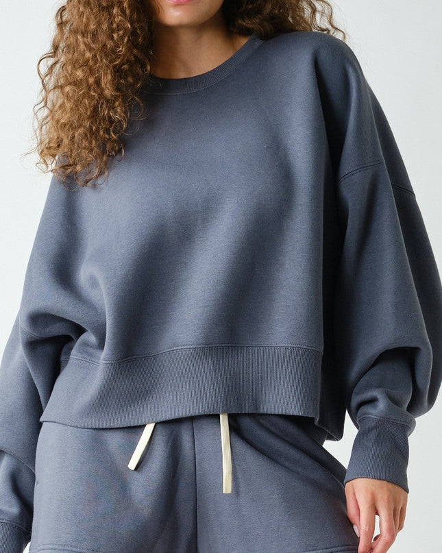 Graphite Balloon Sleeve Fleece Sweatshirt