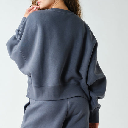 Graphite Balloon Sleeve Fleece Sweatshirt