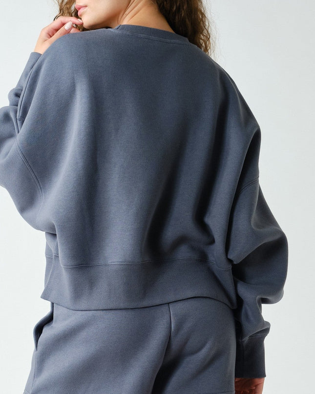 Graphite Balloon Sleeve Fleece Sweatshirt