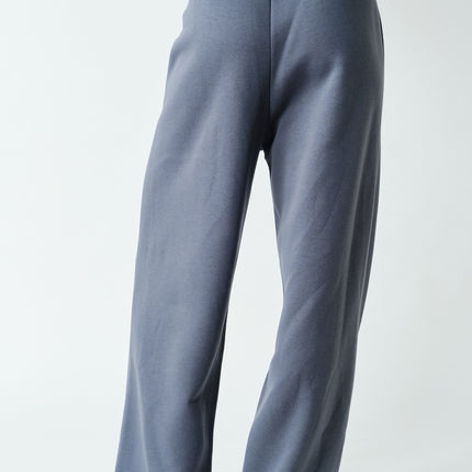 Graphite Wide Leg Fleece Pant