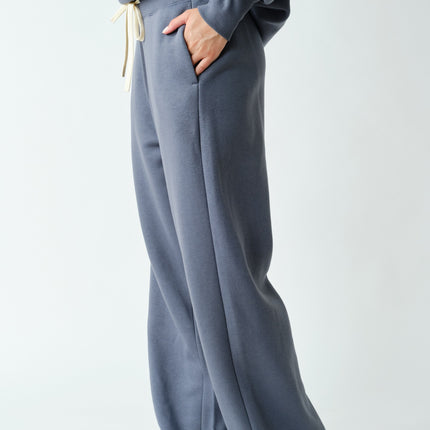 Graphite Wide Leg Fleece Pant