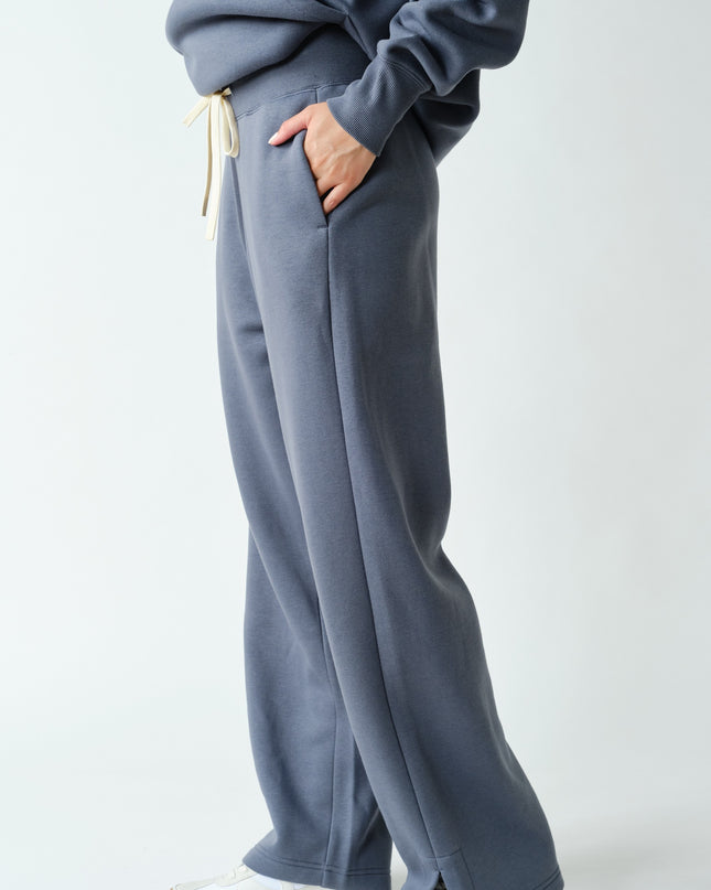 Graphite Wide Leg Fleece Pant