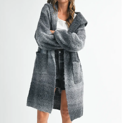 Gray Multi Hooded Cardigan
