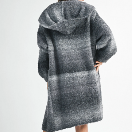 Gray Multi Hooded Cardigan