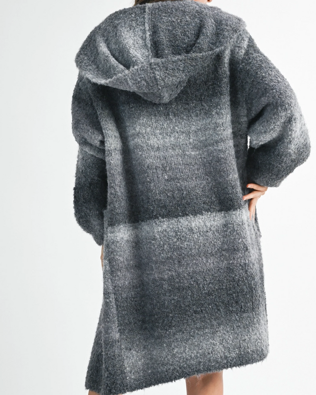 Gray Multi Hooded Cardigan