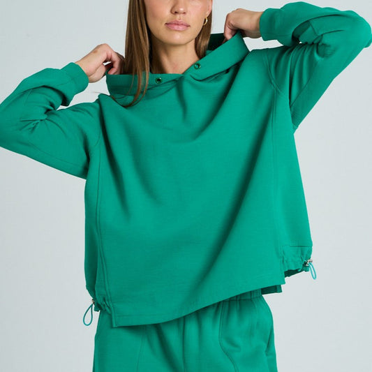 Green Side Drawstring Hoodie