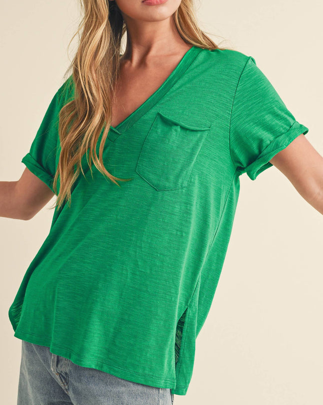 Green Vneck Summer Tee