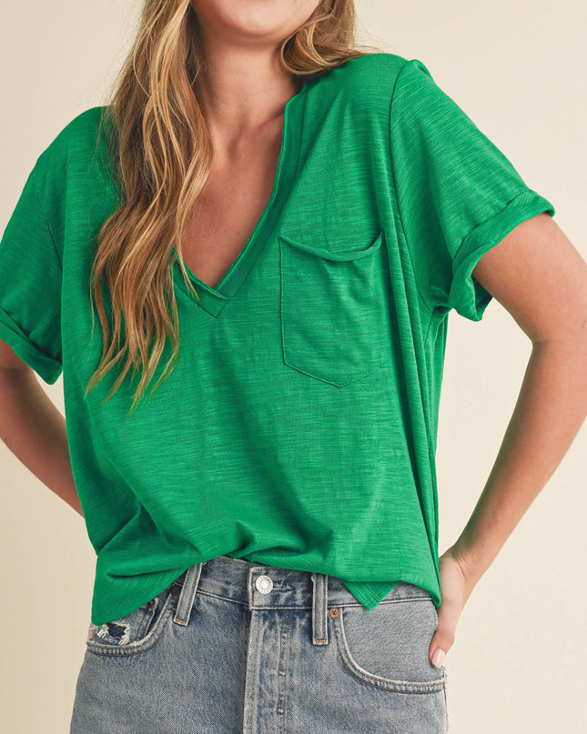 Green Vneck Tee