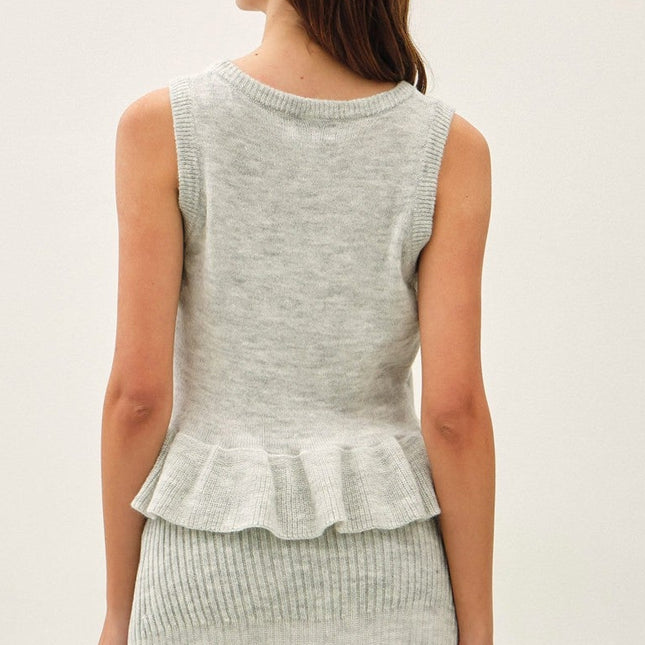 Grey Peplum Sweater Tank
