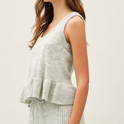 Grey Peplum Sweater Tank