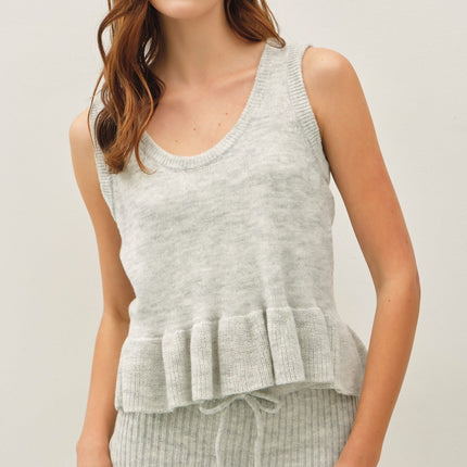 Grey Knit Peplum Top
