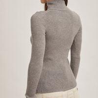 Heather Grey Essential Rib Turtleneck Pullover