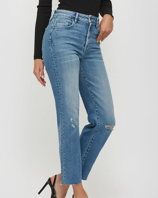 Medium Wash Stretch Relaxed Straight Denim