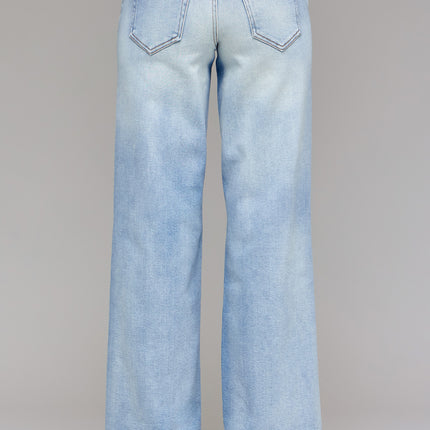 Light Wash Distressed Wideleg Jeans