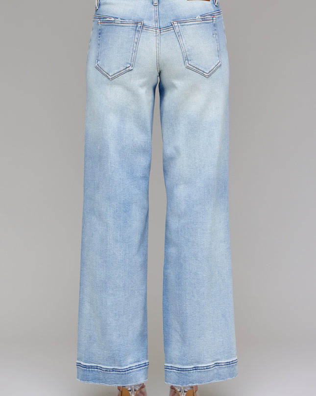 Light Wash Distressed Wideleg Jeans - Shop Simply Apparel