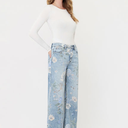 High Rise Floral Extreme Vintage Flare Jeans