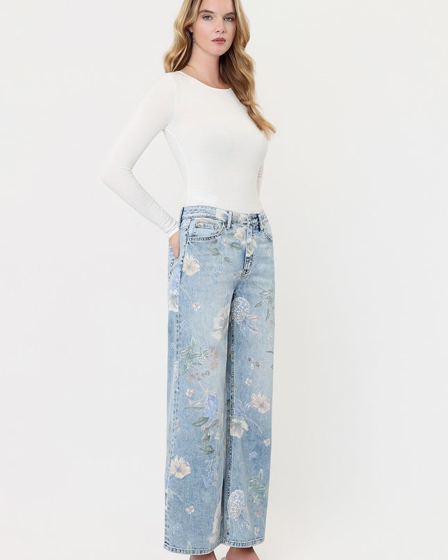 High Rise Floral Extreme Vintage Flare Jeans