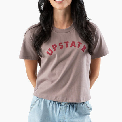 UPSTATE Shitake/Maroon Women's Boxy Tee