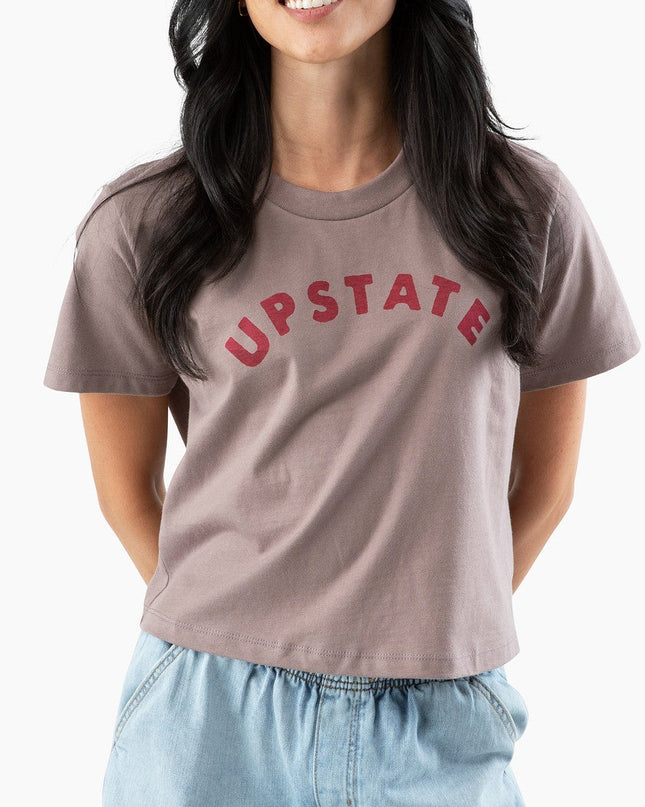 UPSTATE Shitake/Maroon Women's Boxy Tee