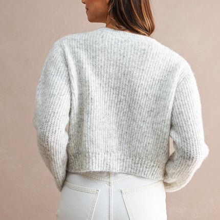Heather Grey Knit Ribbed Cardigan