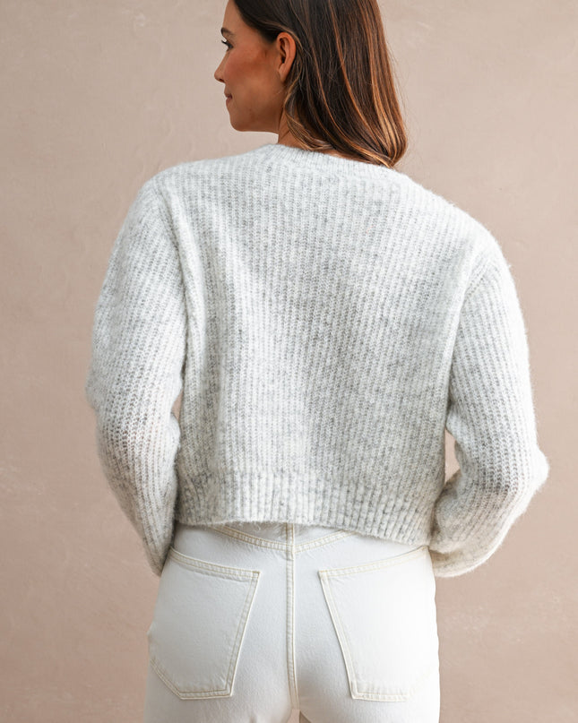 Heather Grey Knit Ribbed Cardigan