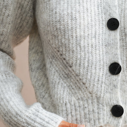 Heather Grey Knit Ribbed Cardigan