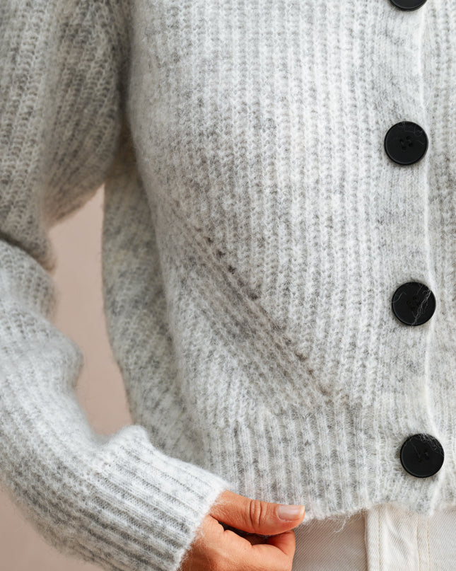 Heather Grey Knit Ribbed Cardigan