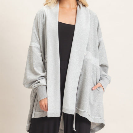 Heather Grey Open Front Cardigan