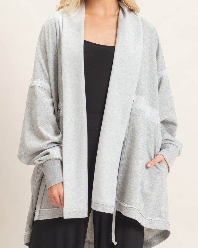 Heather Grey Open Front Cardigan