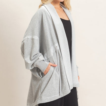 Heather Grey Open Front Cardigan