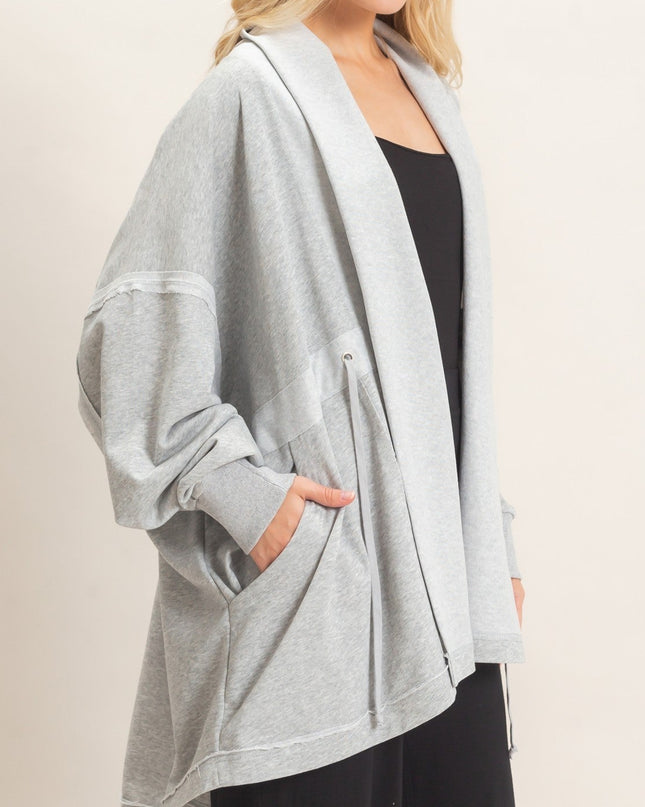 Heather Grey Open Front Cardigan
