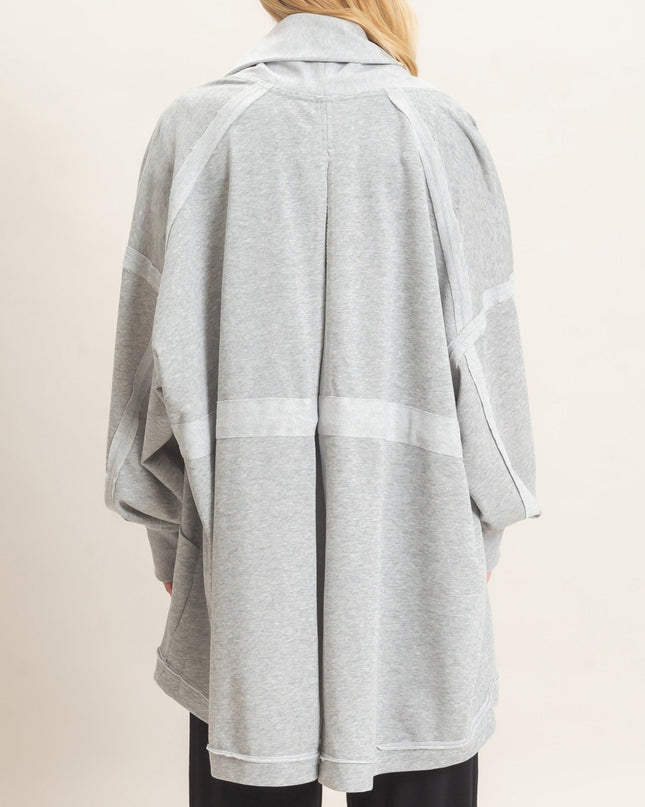 Heather Grey Open Front Cardigan