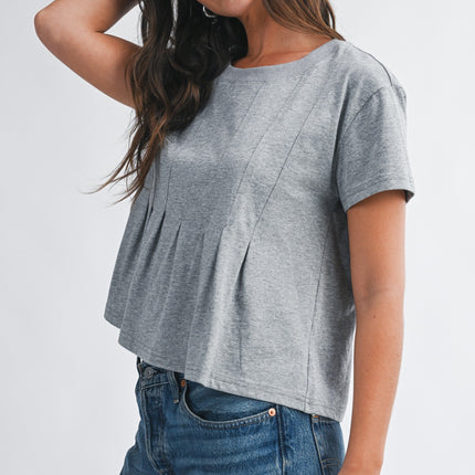 Heather Grey Pleated Swing Tee Top - Shop Simply Apparel