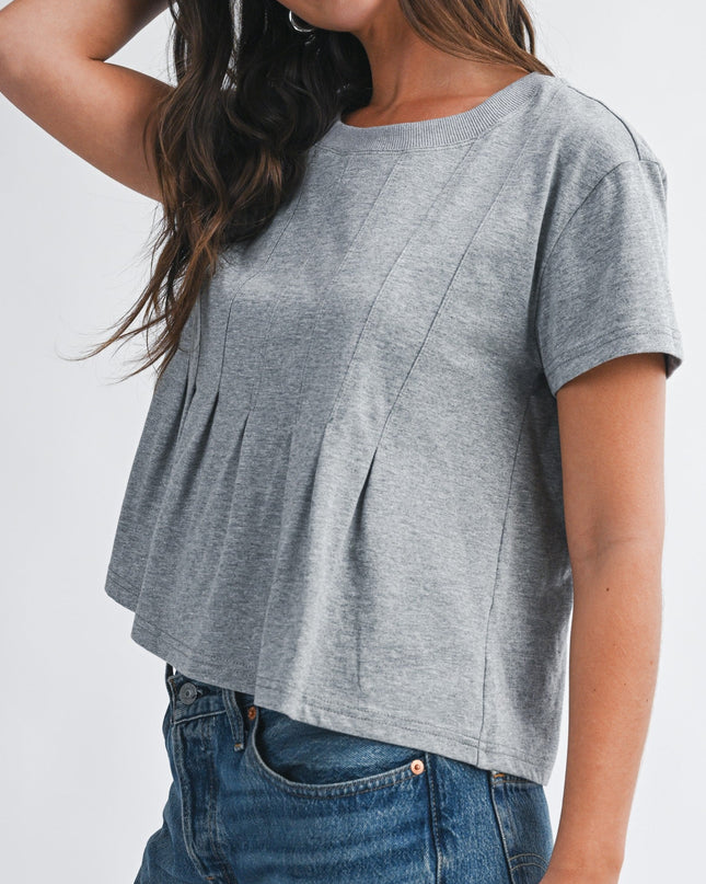 Heather Grey Pleated Swing Tee Top - Shop Simply Apparel