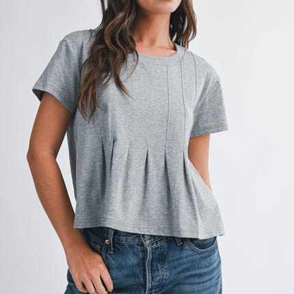 Heather Grey Pleated Top