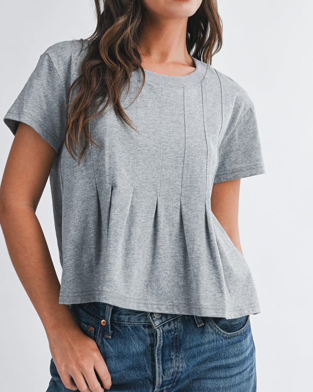 Heather Grey Pleated Top