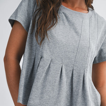 Heather Grey Pleated Swing Tee Top - Shop Simply Apparel