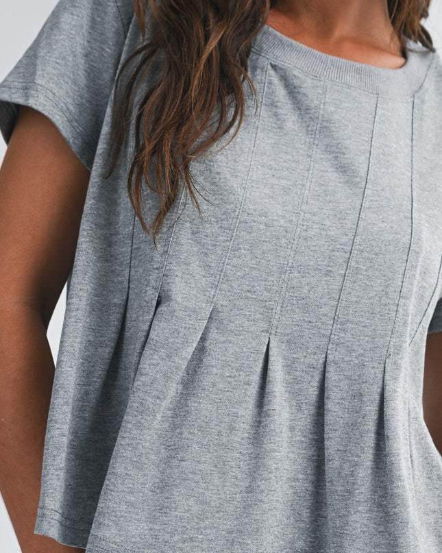 Heather Grey Pleated Swing Tee Top - Shop Simply Apparel