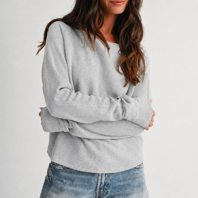 Heather Grey Relaxed Thermal Top