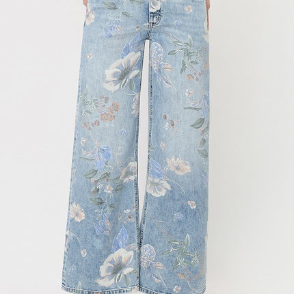 High Rise Floral Extreme Vintage Flare Jeans