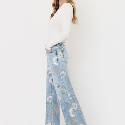 High Rise Floral Extreme Vintage Flare Jeans