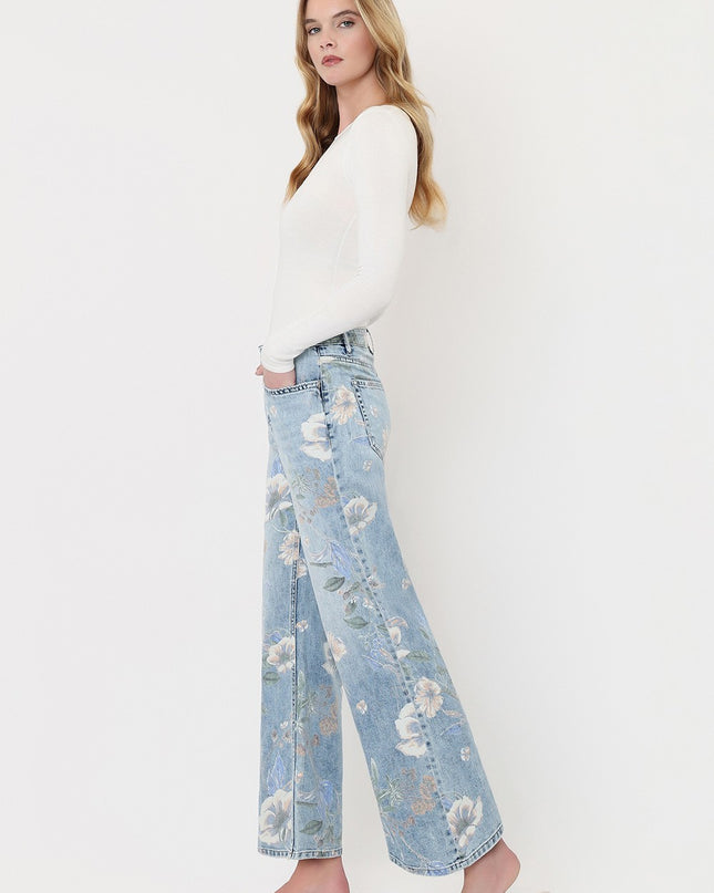 High Rise Floral Extreme Vintage Flare Jeans