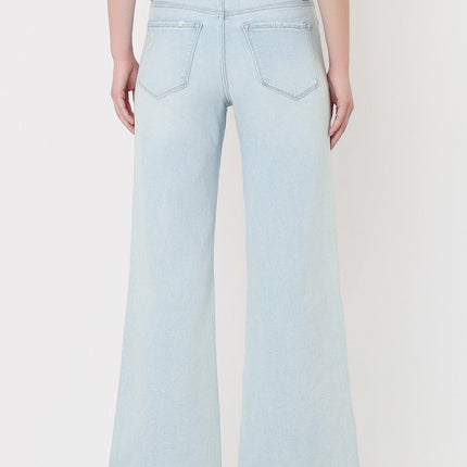 High Rise Light Wash Crop Wide Leg Jeans