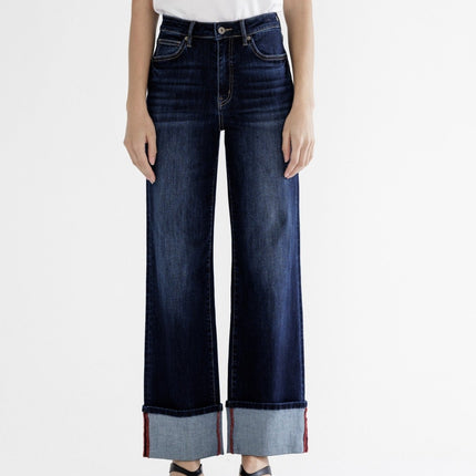 High Rise Wide Leg With Cuff Hem