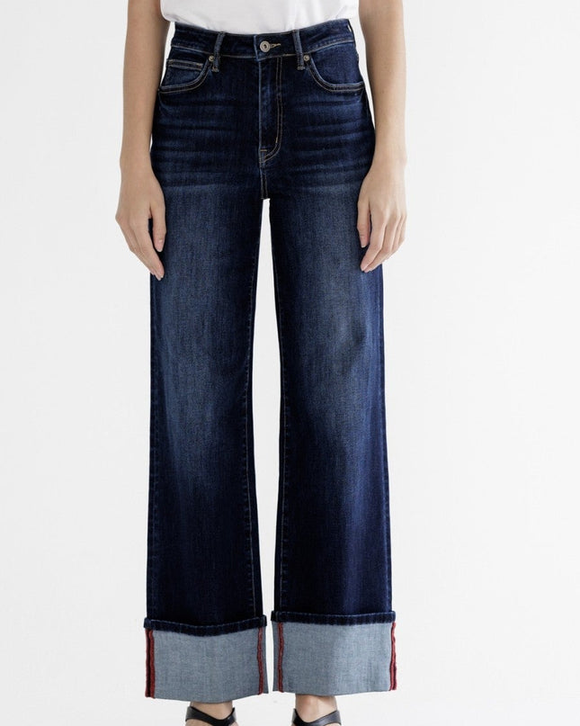 High Rise Wide Leg With Cuff Hem